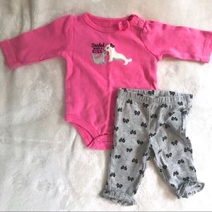 Sealed with a kiss long sleeve onesie and pants